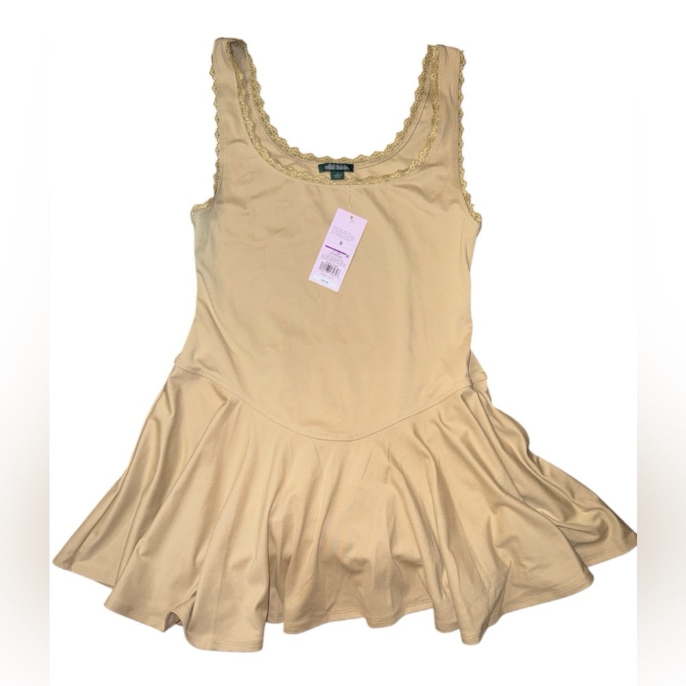 Women's Small Game Day Lace Drop Waist Mini Skater Dress Wild Fable Gold/Tan